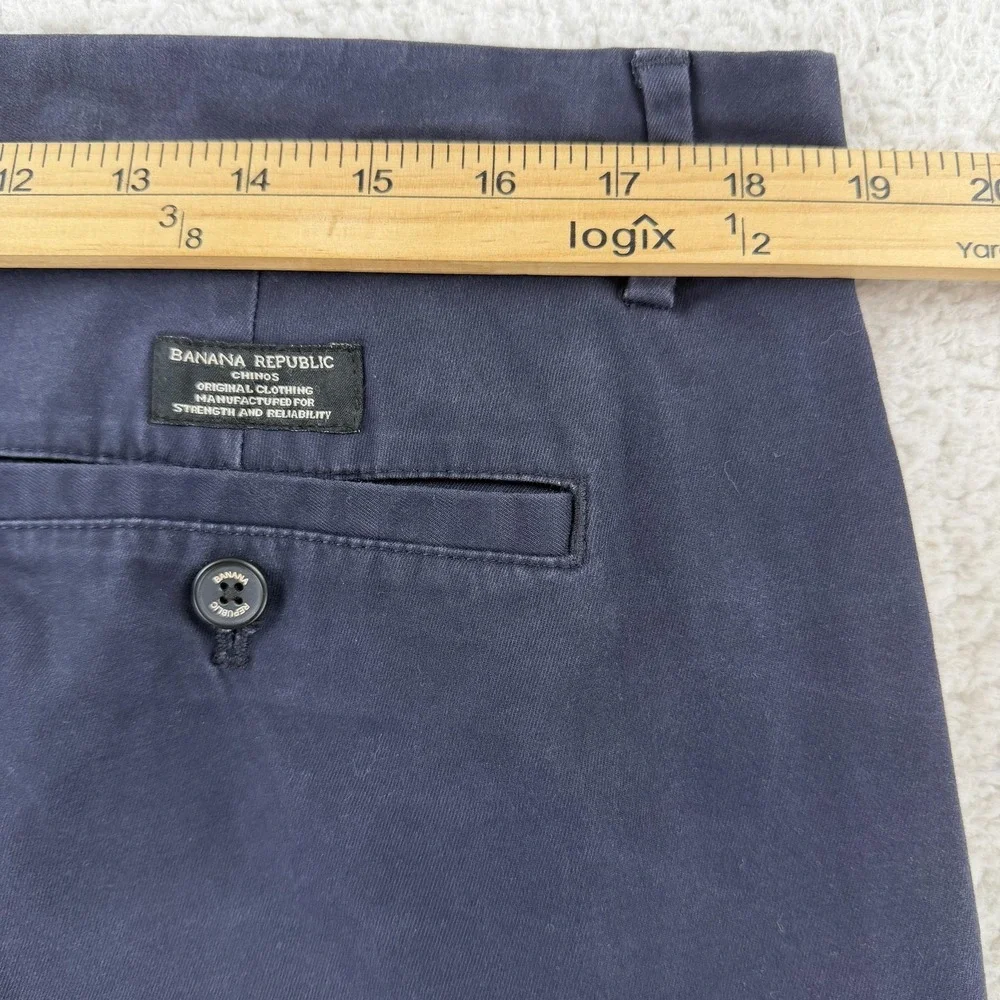 Banana Republic Mason Chino Pants Mens 36x30 Blue Regular Fit Stretch Slim‎